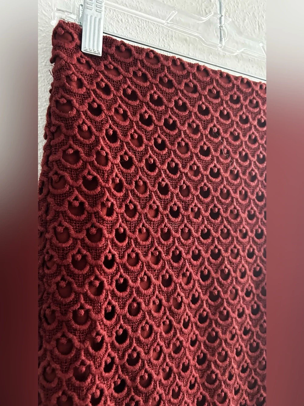 Ann Taylor Crochet Pencil Skirt in Deep Burgundy